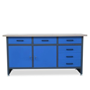Jan Nowak Werktisch mit Schubladen und Schließfach HENRY 170 x 85 x 60 cm Anthrazit-Blau