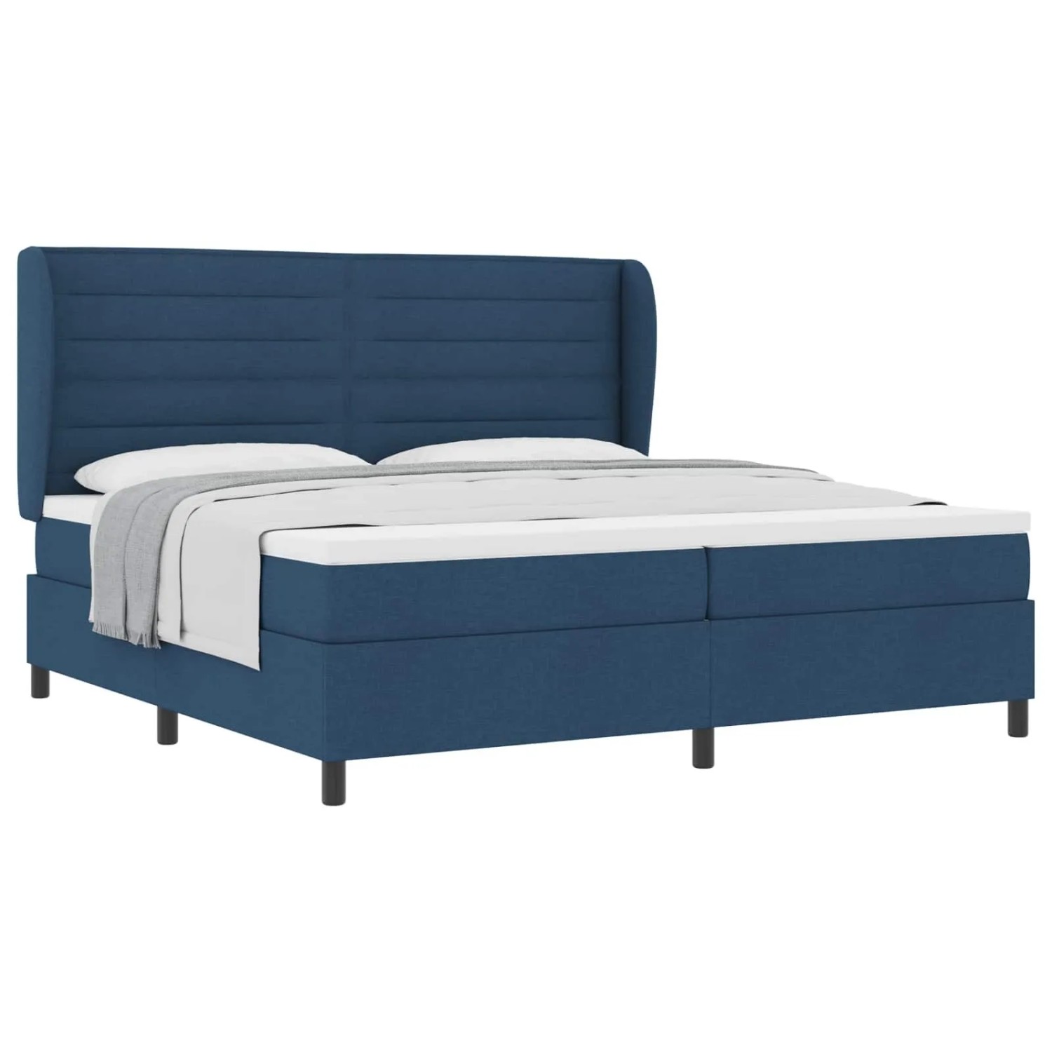 vidaXL Boxspringbett mit Matratze mit Kopfteil Blau 200 x 200 cm Stoff 3340528