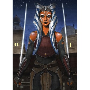 Disney Star Wars Poster Ahsoka, braun/blau, 50x70cm. Fototapete für Kinderzimmer.