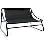 Schwarze vidaXL Gartenbank aus pulverbeschichtetem Stahl, 2-Sitzer, modernes Design.