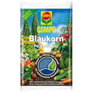 Packung Compo Blaukorn NovaTec® 7,5 kg Universaldünger für Gartenpflanzen.