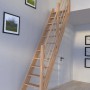 StarWood Treppe Eiche mit Holz-Design-Geländer (rechts), unbehandeltes Eichenholz, für den Innenbereich.