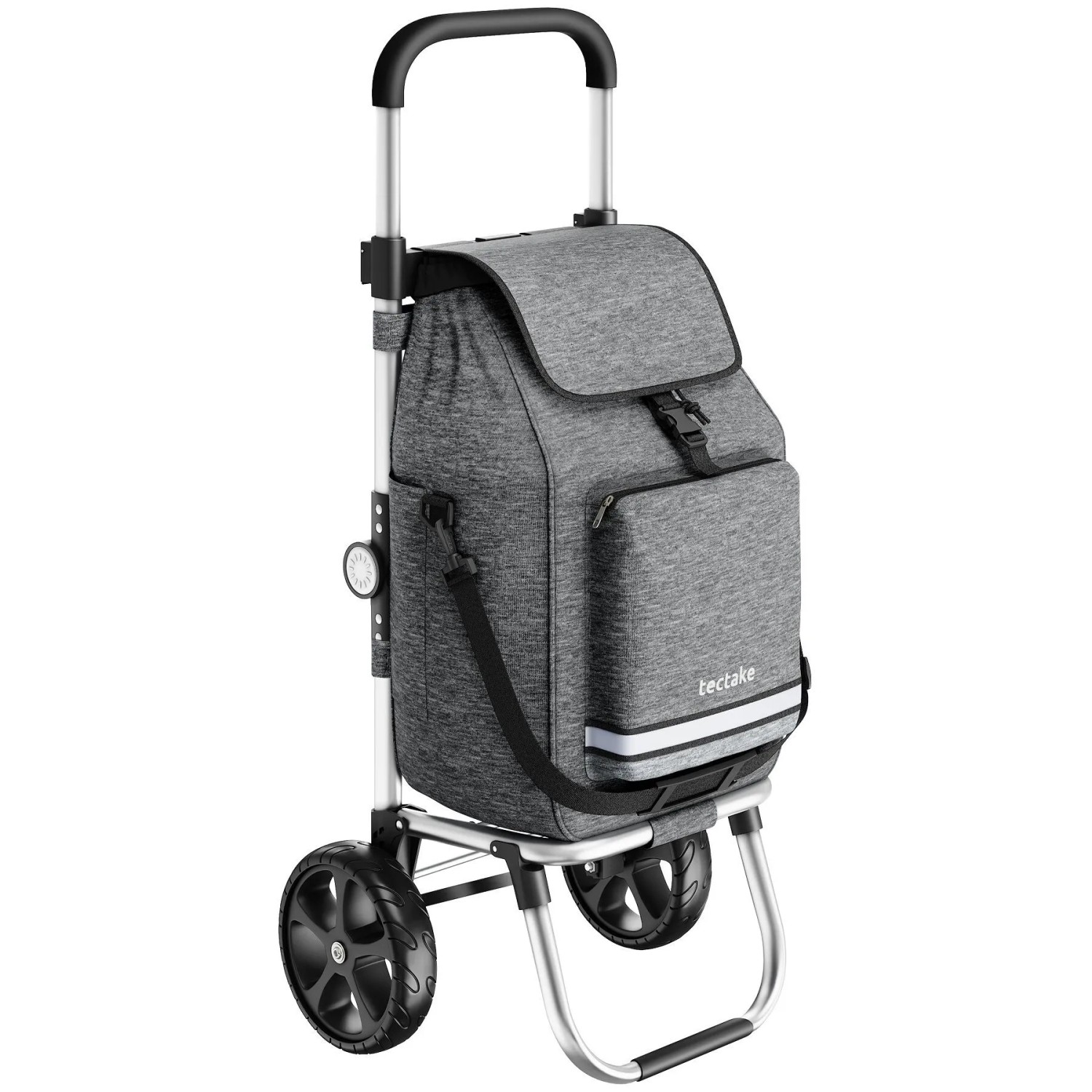 Tectake Einkaufstrolley Shopper 3 In 1  Nutzung Auch Als Umhängetasche und Sackkarre  45 5 L Klappbares Aluminiumgestell Mit Abnehmbarem Bezug  41 x 3