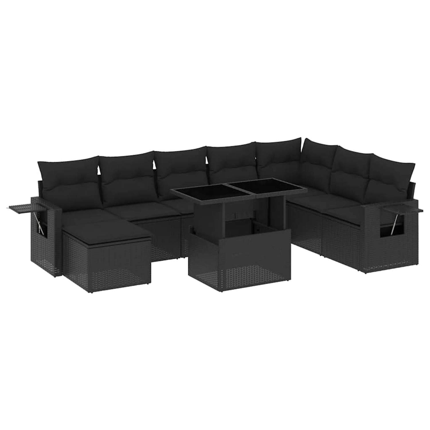 vidaXL 8-Tlg Garten-Sofagarnitur mit Kissen Schwarz Poly Rattan 3268065 günstig online kaufen