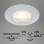 Briloner LED Einbaustrahler 3er Set, chrom-matt, warmweißes Licht, IP44, mit Maßangaben.
