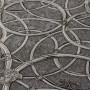 Barock Tapete in Silber-Grau mit schimmernden Ornamenten und Kreismuster.