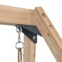 Detailaufnahme: Schwarze Halterung und Seil der Swing King Schaukel Ava aus Holz.