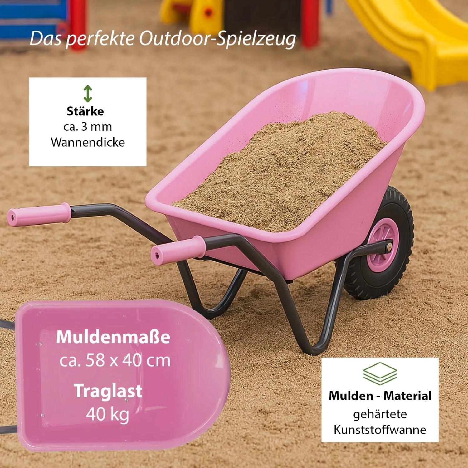 spielzeug schubkarre TRUTZHOLM Spielzeug Schubkarre 40 kg 20 L Kunststoffwanne Vollgummirad