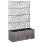 Graues Poly Rattan Hochbeet mit Rankgitter und 3 Töpfen (83x30x130cm) für den Garten.