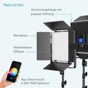 Instarter Led Videoleuchte 60W Rgb Videolicht Studioleuchte Beleuchtung Stativ