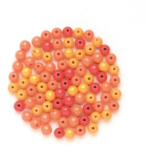 Orangefarbene Holzperlen, Ø 10 mm, 47 Stück, FSC®-zertifiziert für Schmuckbasteln.