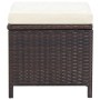 Brauner Rattan Hocker mit cremefarbenem Polster, Teil der vidaXL Garten-Essgruppe.