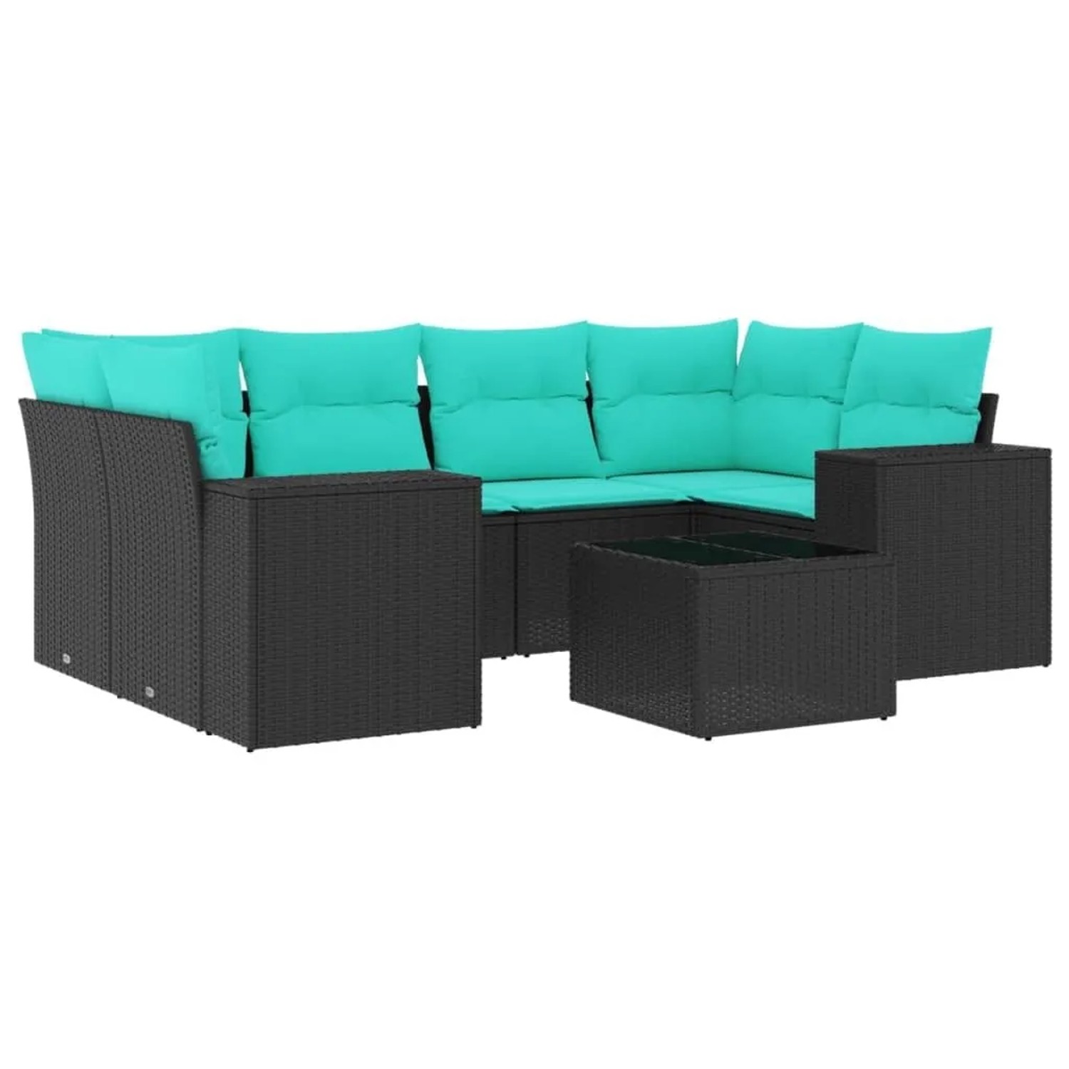 vidaXL 7-Tlg Gartensofa-Set mit Kissen Schwarzes Polyrattan 3222316 günstig online kaufen