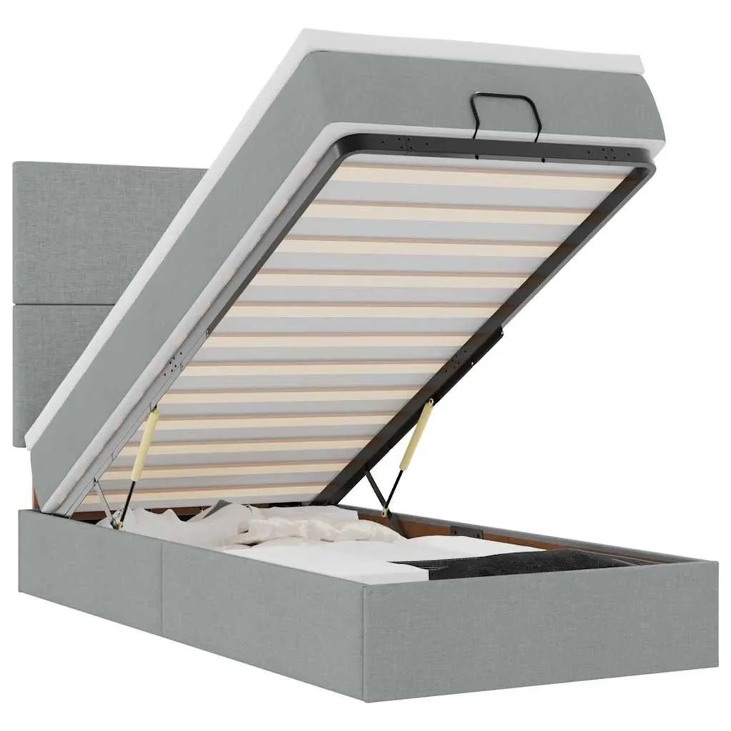 vidaXL Ottoman-Bett mit Matratze Hellgrau 90x190 cm Stoff 3313036