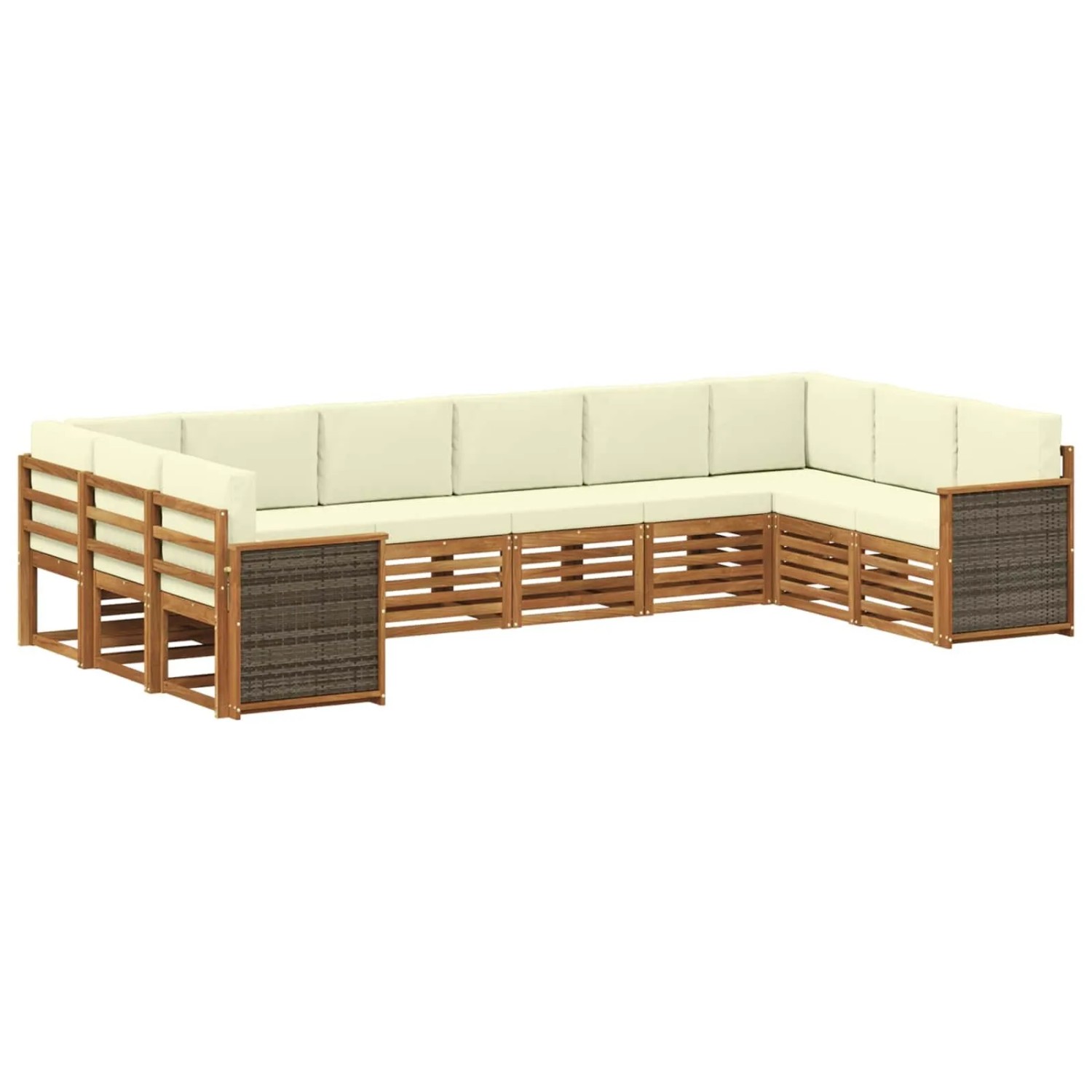 vidaXL Ecksofa Set mit Kissen 7 Stk Natur und Creme 3384886