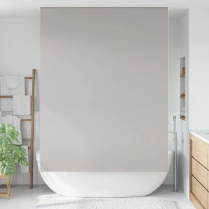 Hellgraues vidaXL Duschrollo (150x240 cm) im Badezimmer.