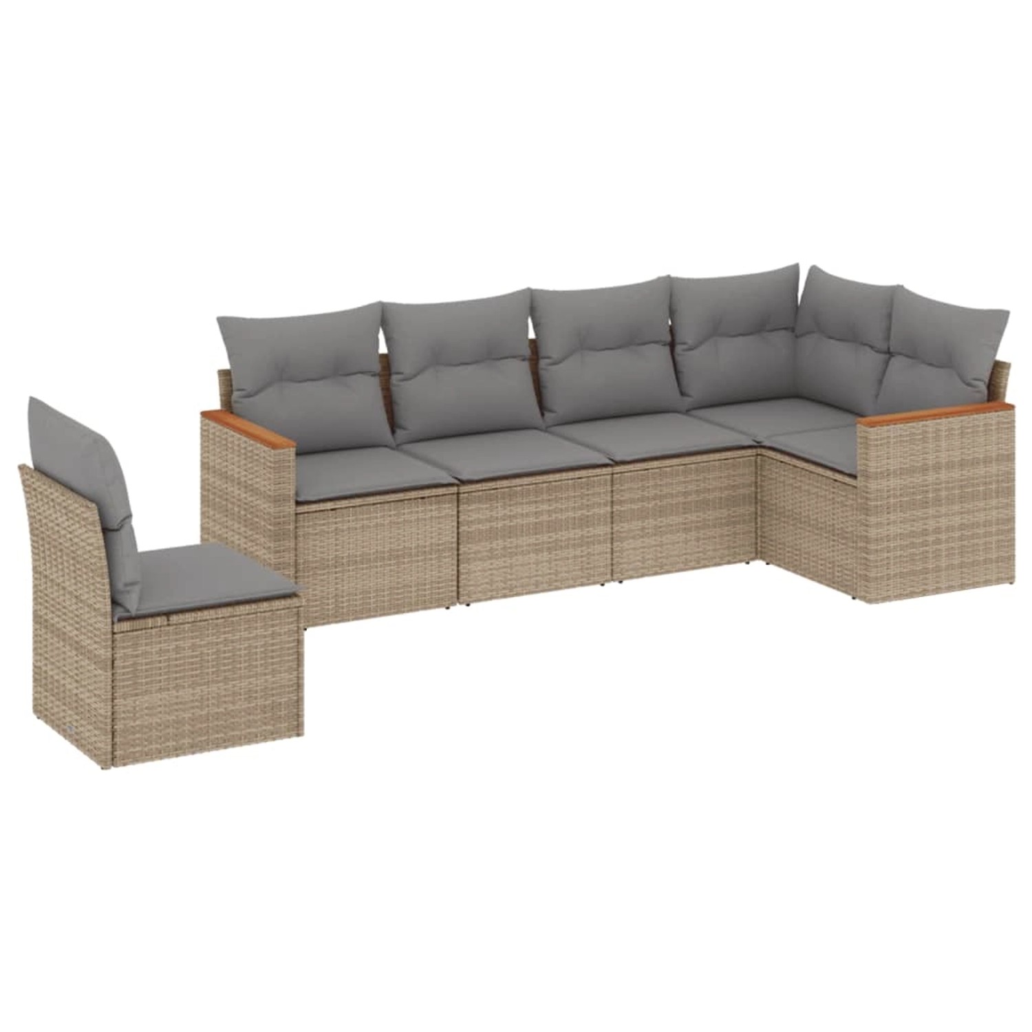 Thumbnail - vidaXL 6-Tlg Garten-Sofagarnitur mit Kissen Beige Poly Rattan 3226017