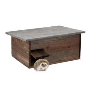Relaxdays Igelhaus Holz Braun Katzensicher Wasserdicht 20 x 45,5 x 33 cm 2,1 kg