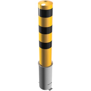 Schake Stahlrohrpoller, herausnehmbar, 1500 mm, gelb-schwarz gestreift.