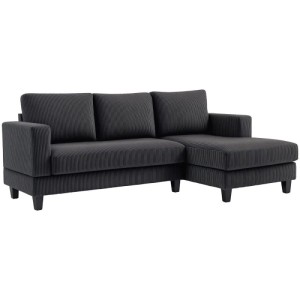 Dunkelgraues HOMCOM Ecksofa in L-Form mit Cordstoffbezug und Chaiselongue. Modernes Design für Ihr Wohnzimmer.