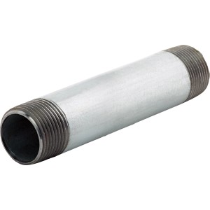 Temperguss-Fitting, 33,3 mm (R 1) x 150 mm, verzinkt, mit Außengewinde.