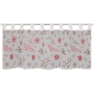 Schlaufenpanneau Rachele in Rosa-Grau mit floralem Muster für Fenstervorhänge.
