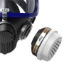 Dräger X-plore 5500 Atemschutzmaske mit blauem Rahmen und separatem ABEK1 Filter. Kit für optimalen Schutz.
