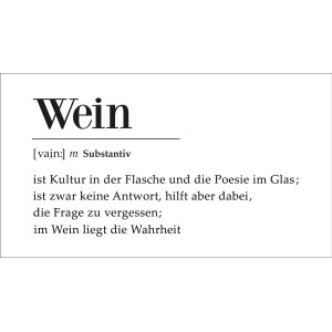 Pro Art Dekopanel: Typografie Bild mit Definition von Wein, 30x15 cm.