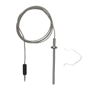Weber Messfühler für Grillkammer, silberner Temperaturfühler mit Kabel und Stecker für Grillthermometer.
