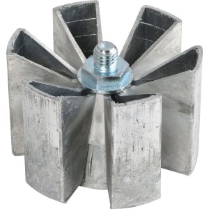 Aluminium Befestigungsteil für Glasplatten-Adapter, ø 76 mm, mit Schraube. Für Tischfüße ø 80 mm.