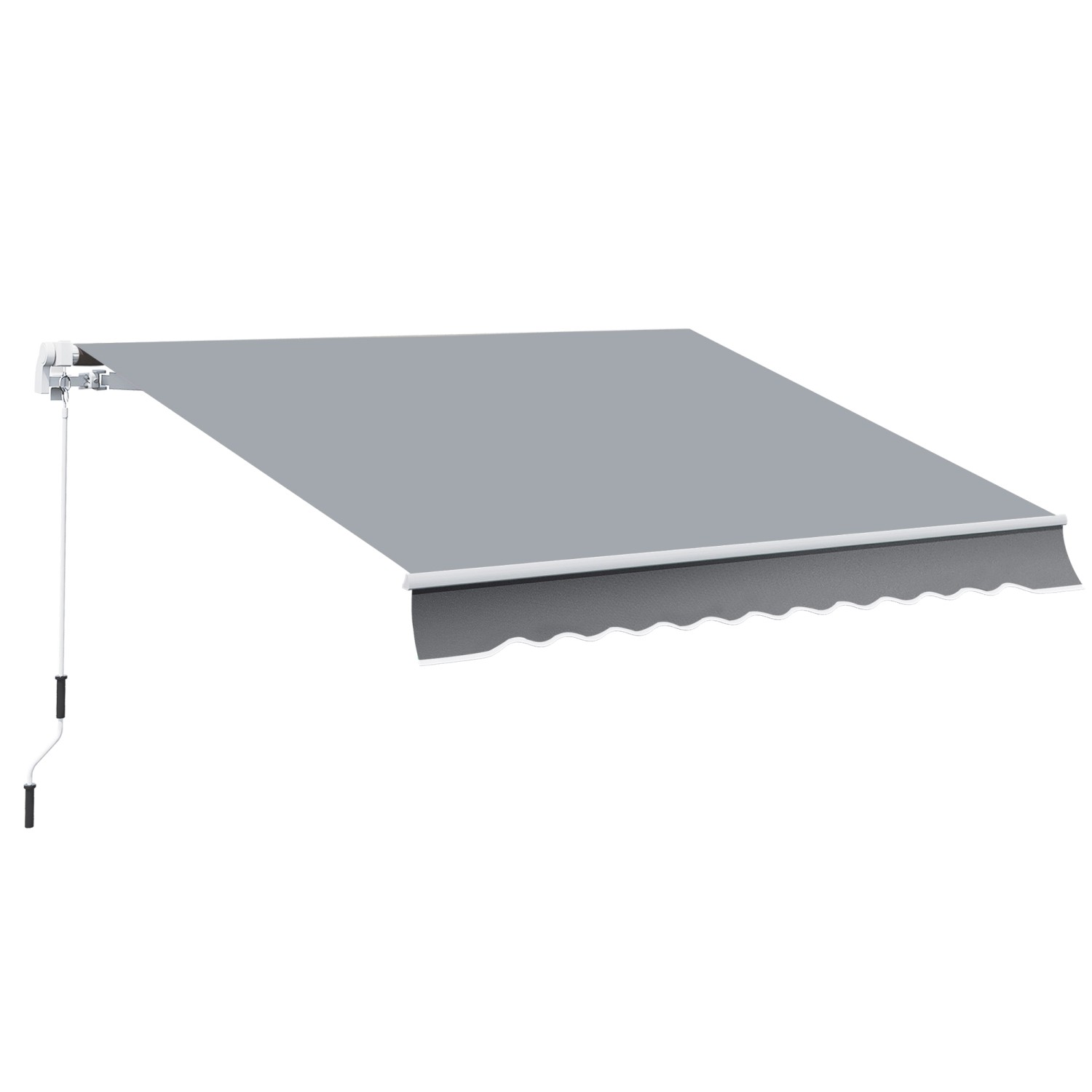 Outsunny Sonnenschirm Markise Aluminium Polyester Weiß Grau 395L x 245B x 3 günstig online kaufen