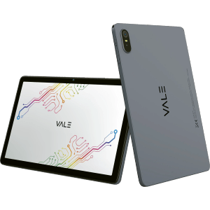 Graues Vale Tablet V10A-4128 mit 10 Zoll Display, Vorder- und Rückseite.