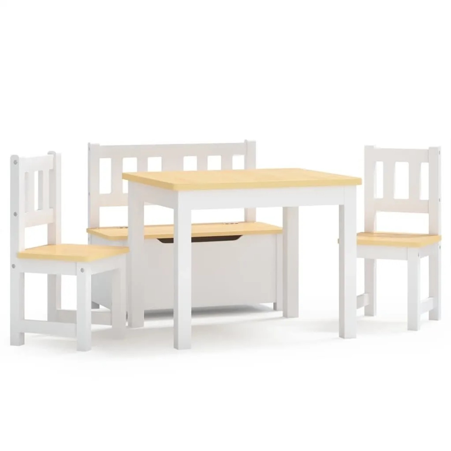 vidaXL 4 Tlg Kinder-Sitzgruppe Weiß und Beige MDF 10412
