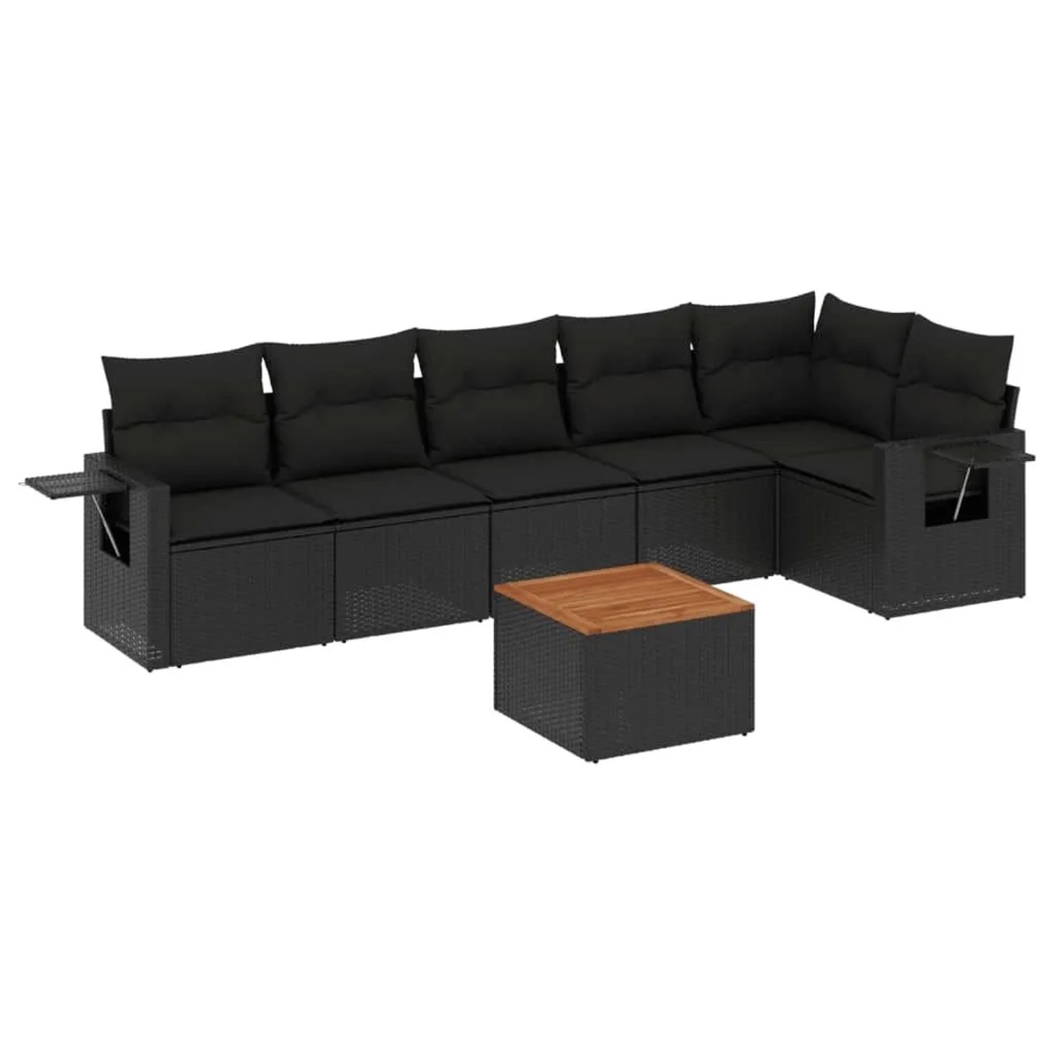vidaXL 7-Tlg Garten-Sofagarnitur mit Kissen Schwarz Poly Rattan 3224571 günstig online kaufen
