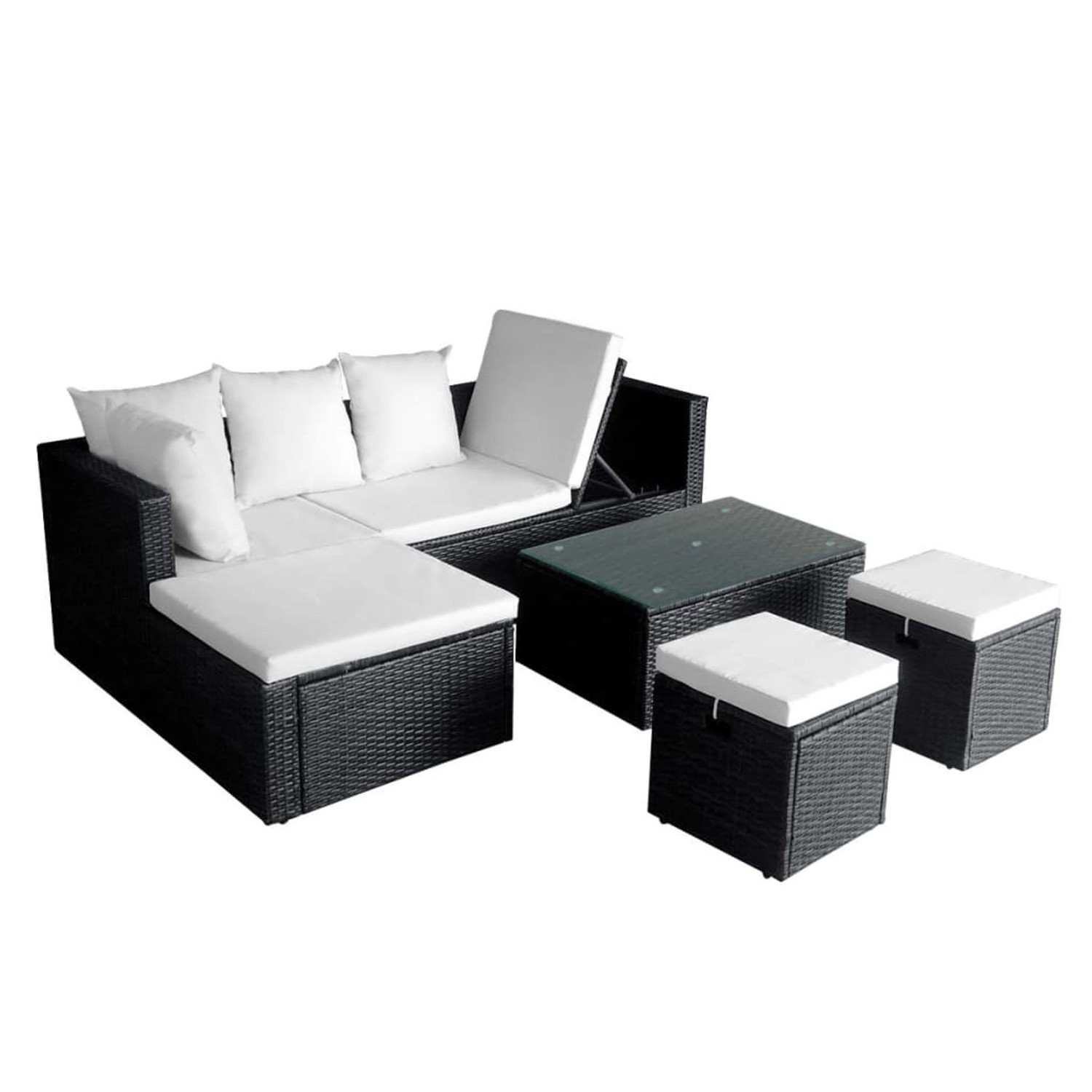 4-tlg. Garten-lounge-set Mit Auflagen Poly Rattan Schwarz günstig online kaufen