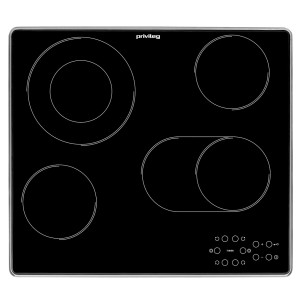 Privileg Glaskeramikkochfeld PCTAC 6042 IN mit vier Kochzonen und Edelstahlrahmen.