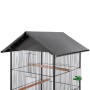 Schwarzer vidaXL Vogelkäfig mit Dach, Stahl, 66x66x155 cm, mit Sitzstangen und Wasserspender.