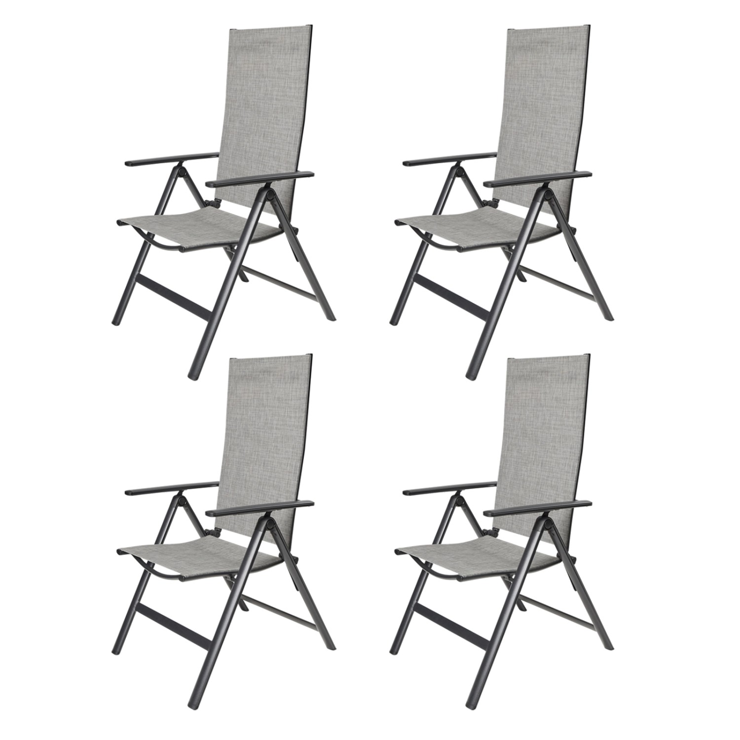 ebuy24 Keddy 4 x Gartenstuhl Justierbarer Rücken 7 Positionen Schwarz Hellg günstig online kaufen