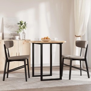 Runde Tischplatte aus hellem Akazien Massivholz, Ø80 cm, auf einem Tischgestell. Ideal für Esstische.