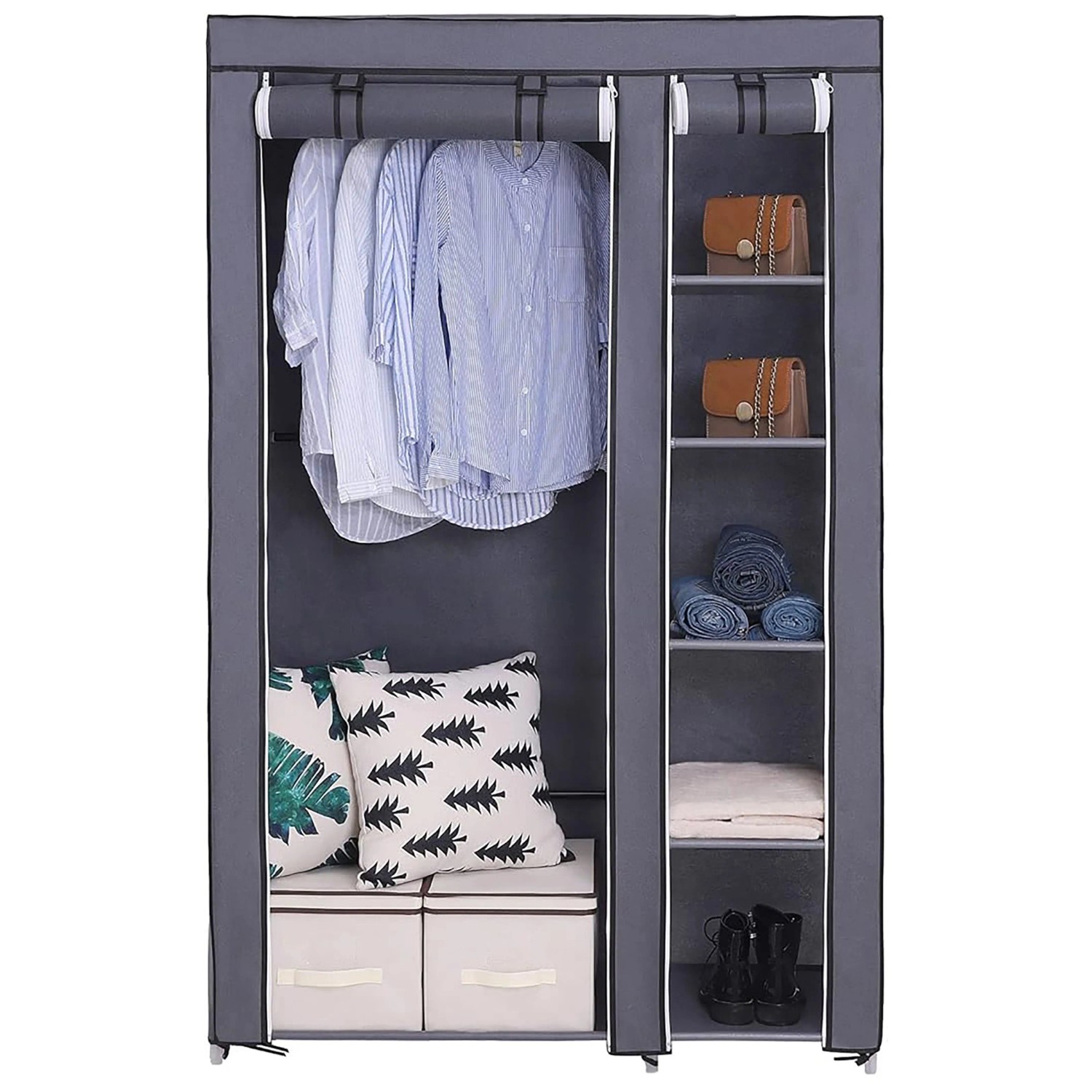 Songmics Stoffschrank Rylan 110 x 175 cm Grau günstig online kaufen