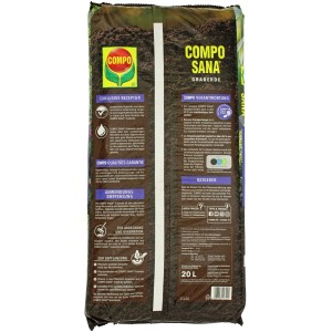 Sack Compo Sana Graberde, 20 l, tiefschwarze Spezialerde für ästhetische Grababdeckung.