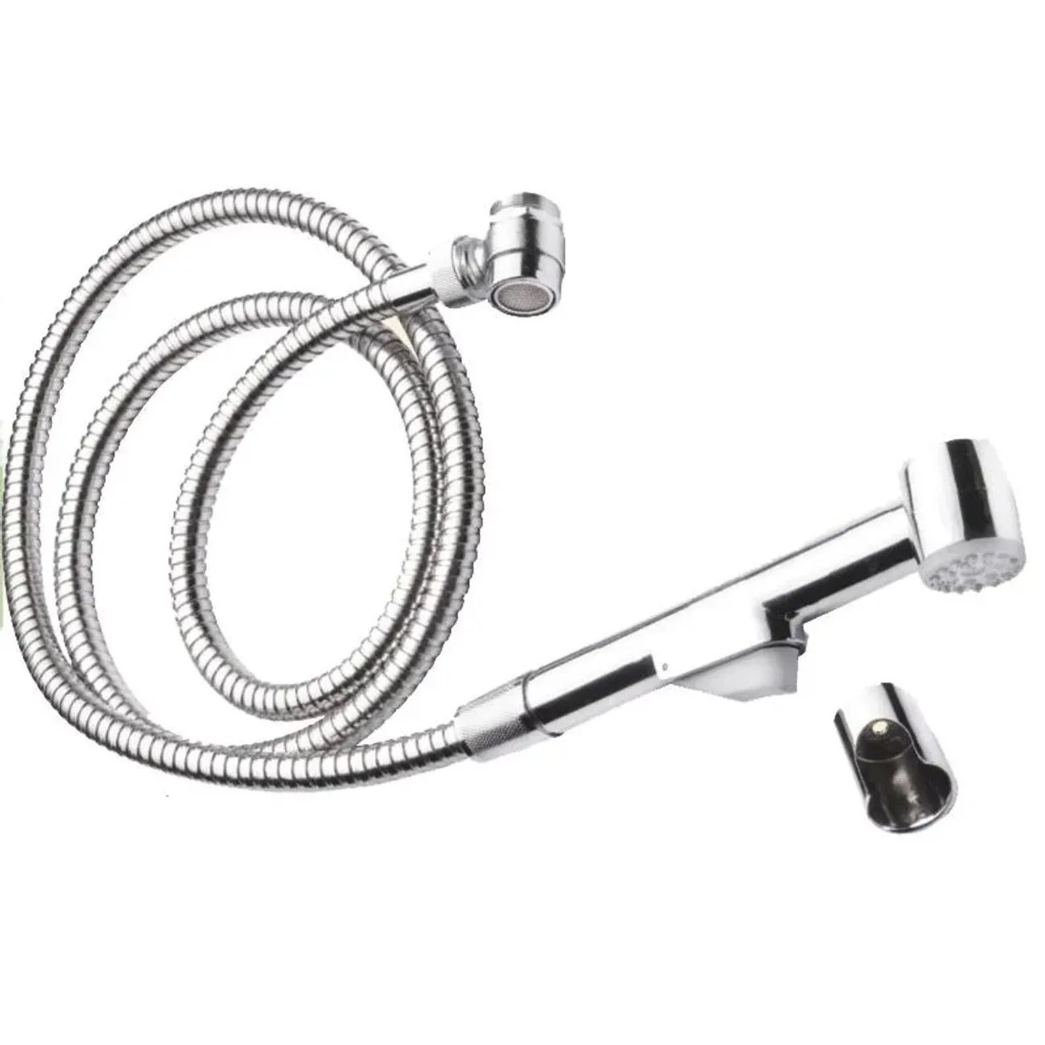 Westfalia Waschbeckenbrause mit Schlauch und Adapter Metall Silber