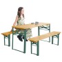 roba Kinderpartygarnitur Natur mit Little Stars Kissen: Kind sitzt an Tisch mit Bänken.