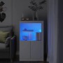 Weißer vidaXL Beistellschrank/Büroschrank mit LED-Beleuchtung im Wohnzimmer.