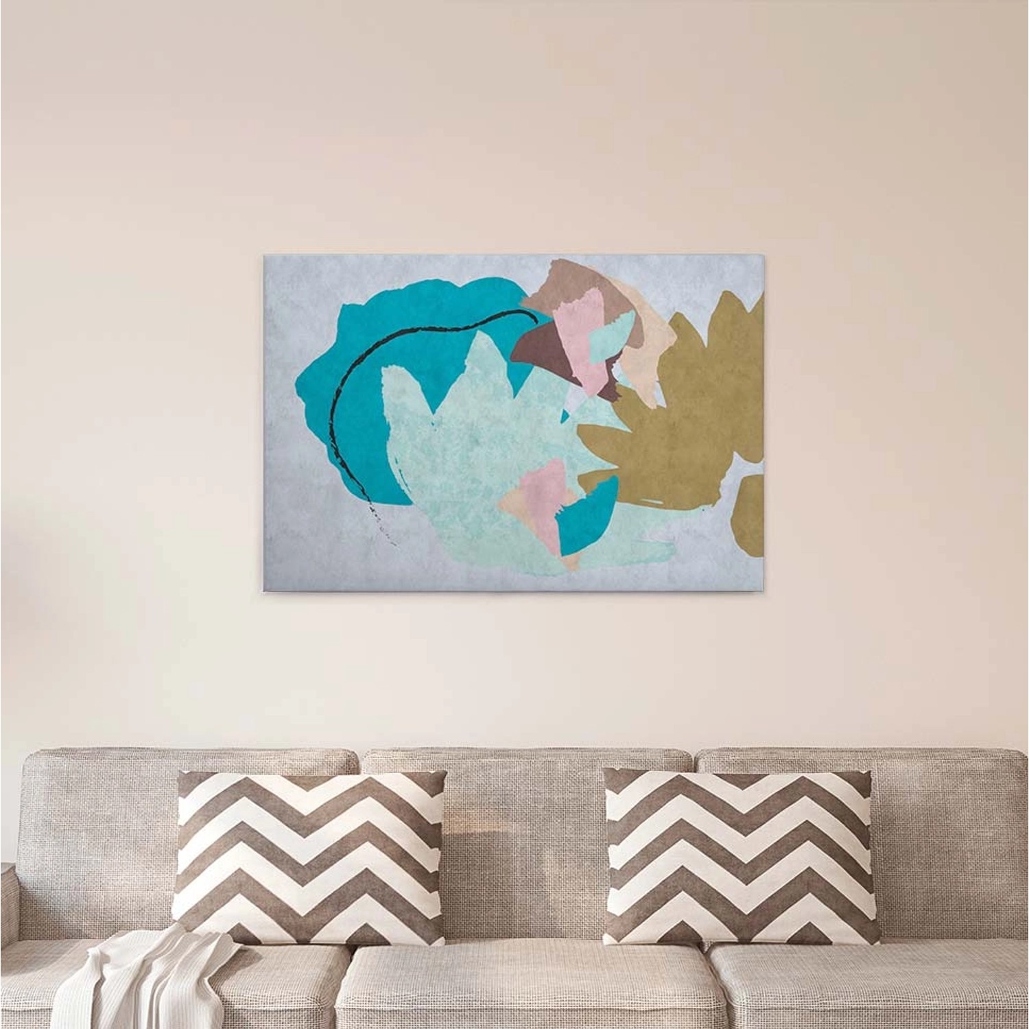 Bricoflor Pastell Wandbild Skandinavisch Abstraktes Bild Auf Leinwand Im Scandi Stil Für Schlafzimmer Und Badezimmer Mod