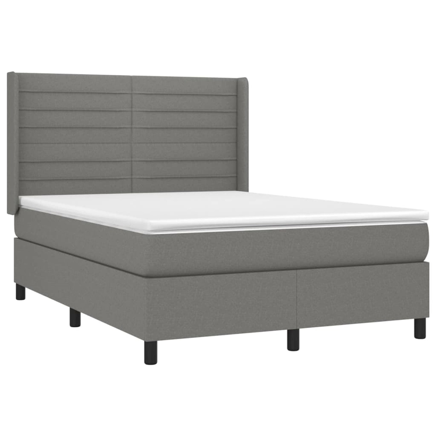 vidaXL Boxspringbett mit Matratze & LED Dunkelgrau 140x190 cm Stoff 3138390 günstig online kaufen