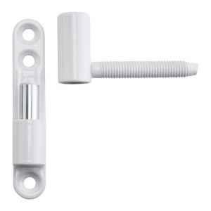 Weißes SOTECH Türband Einbohrband mit Zapfen M8x50mm. Zweiteilige Stahl-Konstruktion für Holztüren.