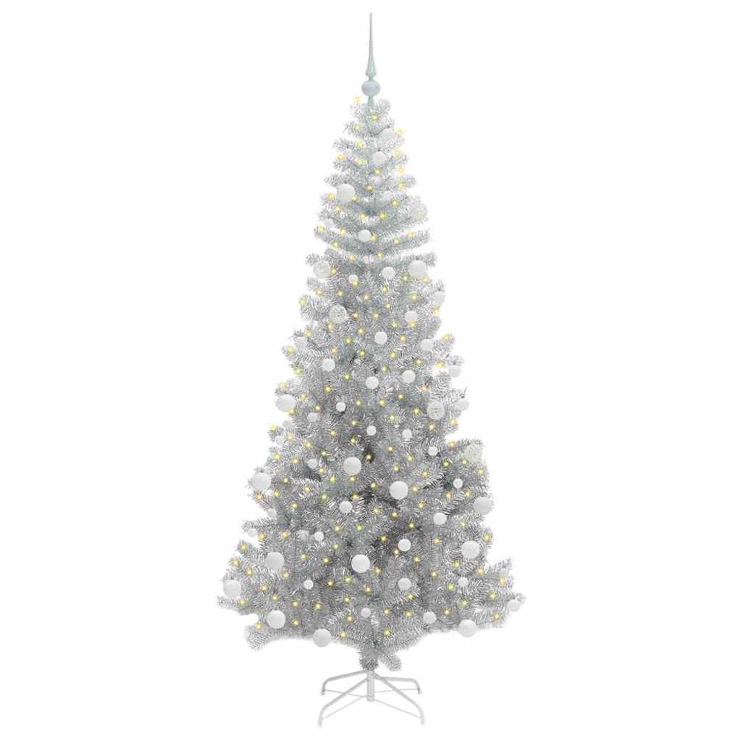 vidaXL Weihnachtsbaum mit 300 LEDs mit Ständer Silber 180 cm PET 3396677