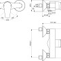 Technische Zeichnung: Ideal Standard Esla Brausearmatur Aufputz, Chrom, mit Maßen.
