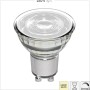 Klarer, dimmbarer GU10 LED-Spot MR16, 5,7 W, Ø 5 cm. Warmweißes Licht für Wohnräume.